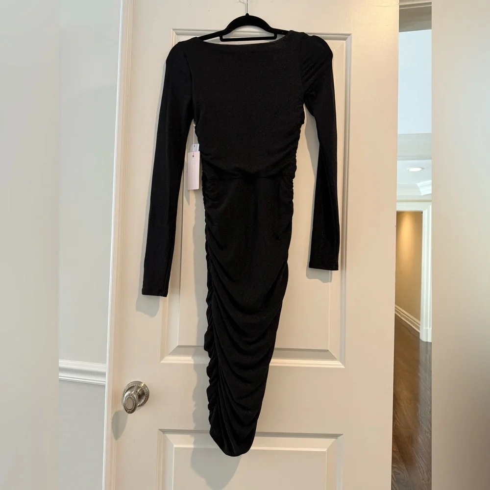Rachel Parcell Black Asymmetrical Ruched Bodycon Dress